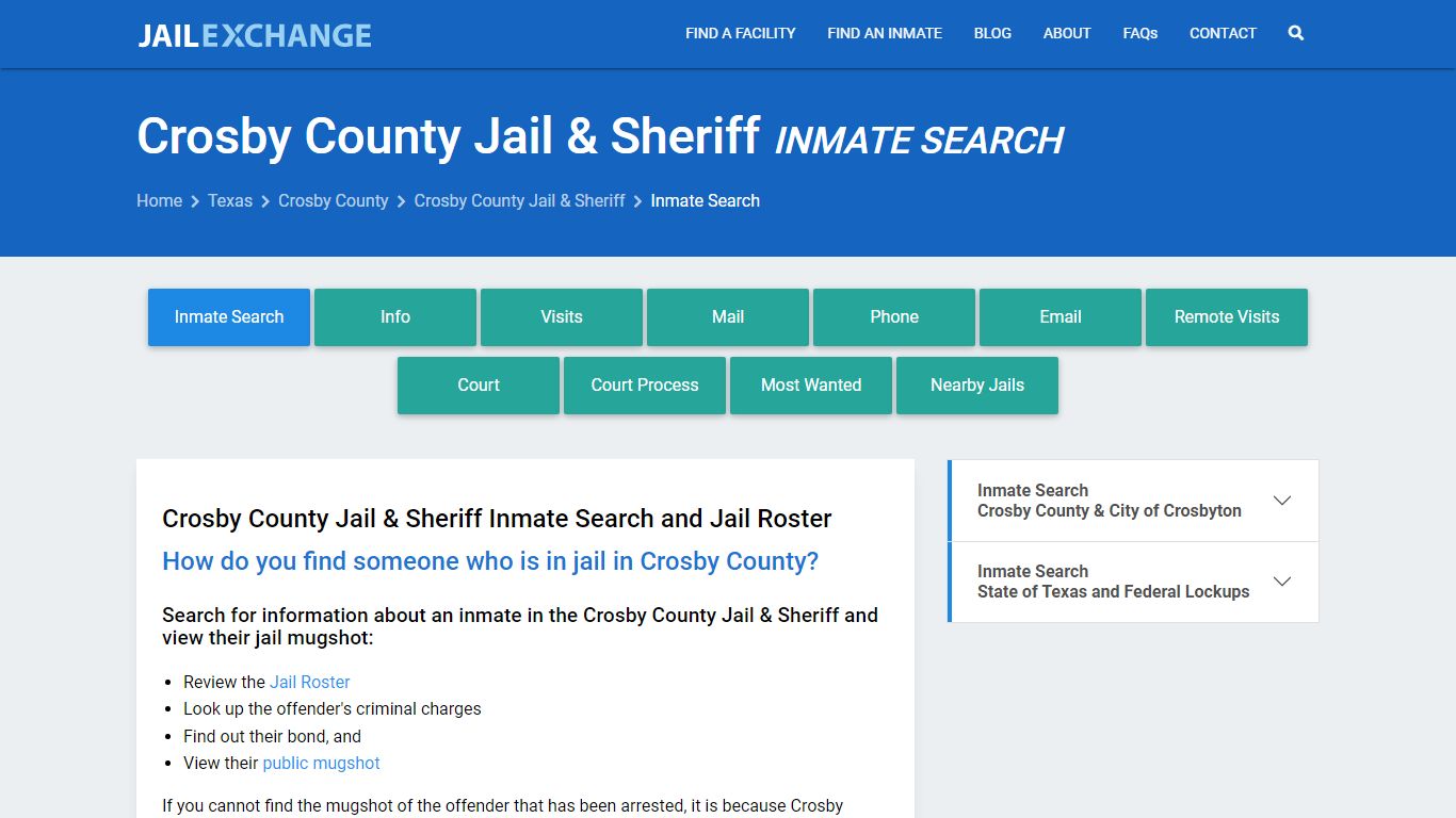 Inmate Search: Roster & Mugshots - Crosby County Jail & Sheriff, TX