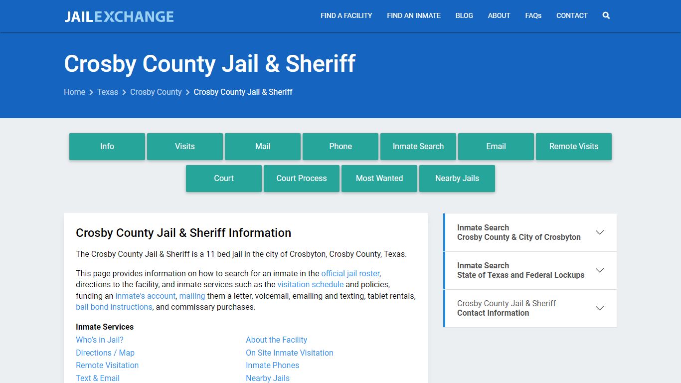 Crosby County Jail & Sheriff, TX Inmate Search, Information